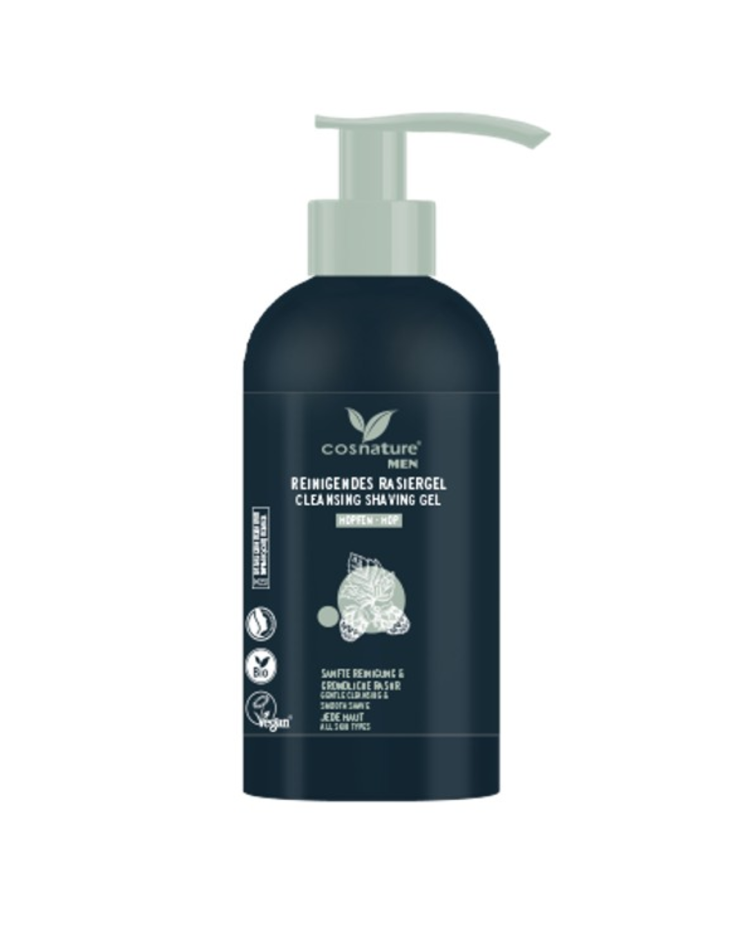 Untitled design(9) Cosnature Naturkosmetik Φυσικό Τζελ Ξυρίσματος με Λυκίσκο, Μαύρο Πιπέρι & Πράσινο Τσάι - Image 1
