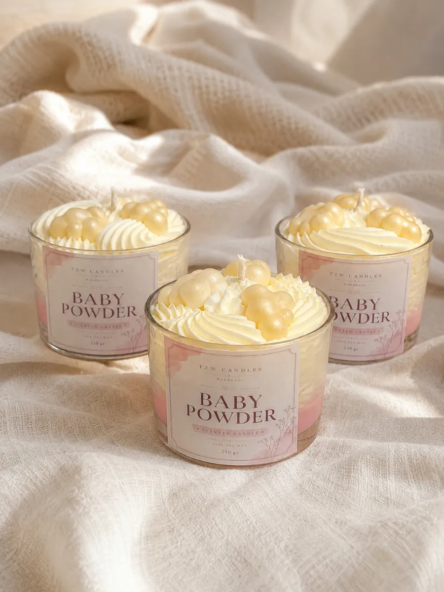 αρωμ1 Baby Powder | Χειροποίητο Αρωματικό Κερί Σόγιας 250g - Image 1