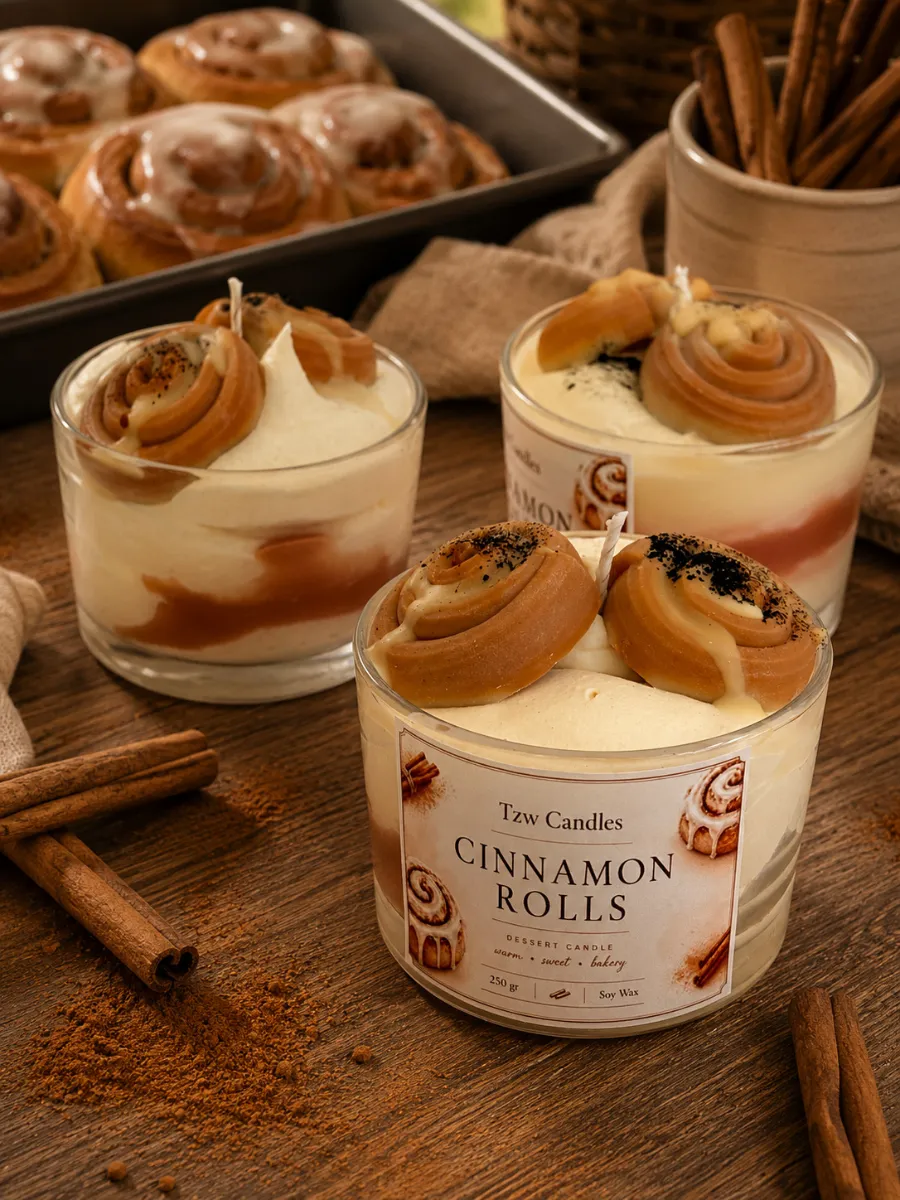 αρωμ13 Cinnamon Rolls | Χειροποίητο Αρωματικό Κερί Σόγιας 250g - Image 2