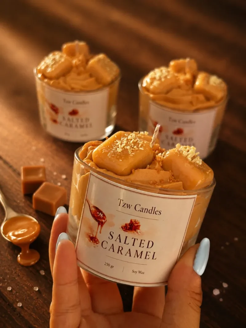 αρωμ3 Salted Caramel | Χειροποίητο Αρωματικό Κερί Σόγιας 250g - Image 1