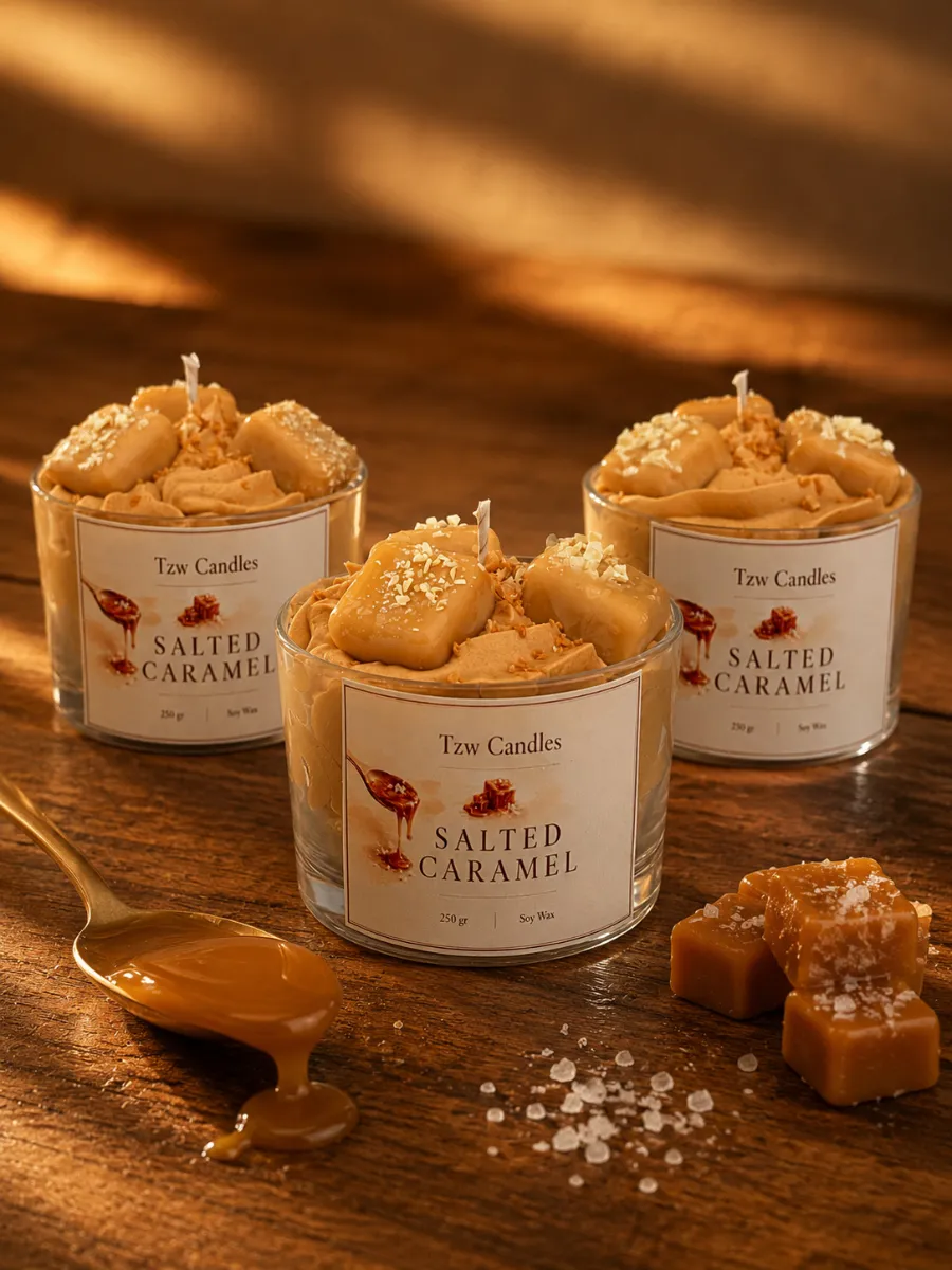 αρωμ4 Salted Caramel | Χειροποίητο Αρωματικό Κερί Σόγιας 250g - Image 3