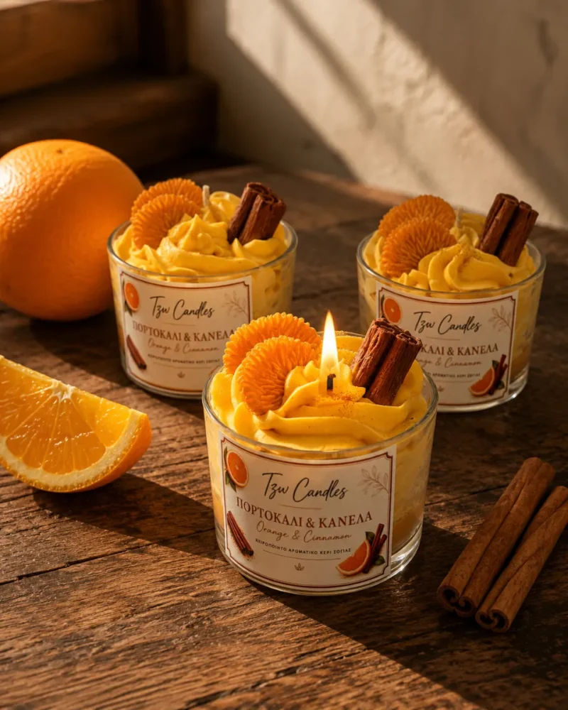 αρωμ6 Orange & Cinnamon | Χειροποίητο Αρωματικό Κερί Σόγιας 250g - Image 1