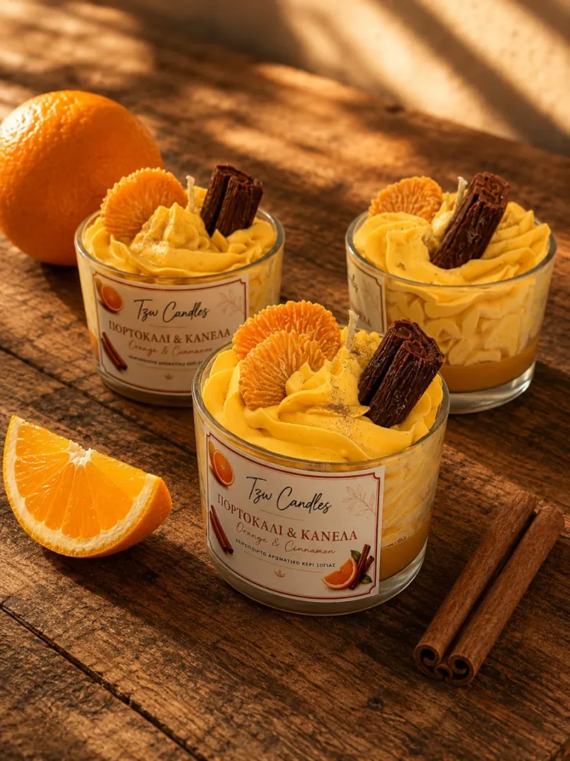 αρωμ7 Orange & Cinnamon | Χειροποίητο Αρωματικό Κερί Σόγιας 250g - Image 2